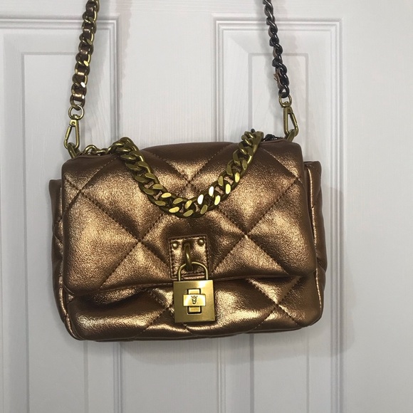 Steve Madden Terra Quilted Bronze Chain Strap Women's Bag - Picture 3 of 7